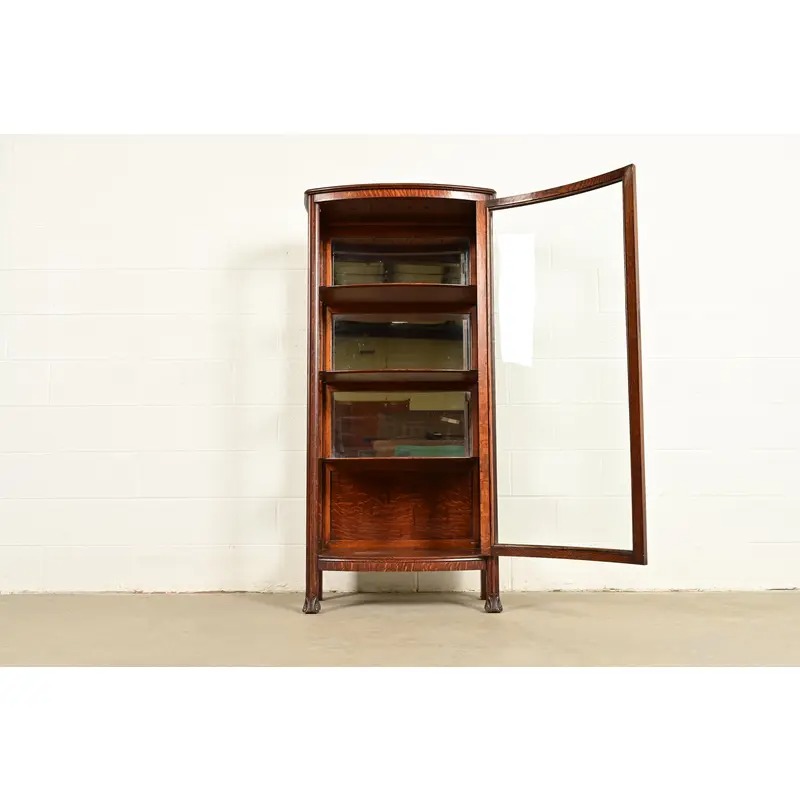 Berkey & Gay Antique Victorian Carved Oak Bookcase or Display Cabinet, Circa 1890s - Image 6