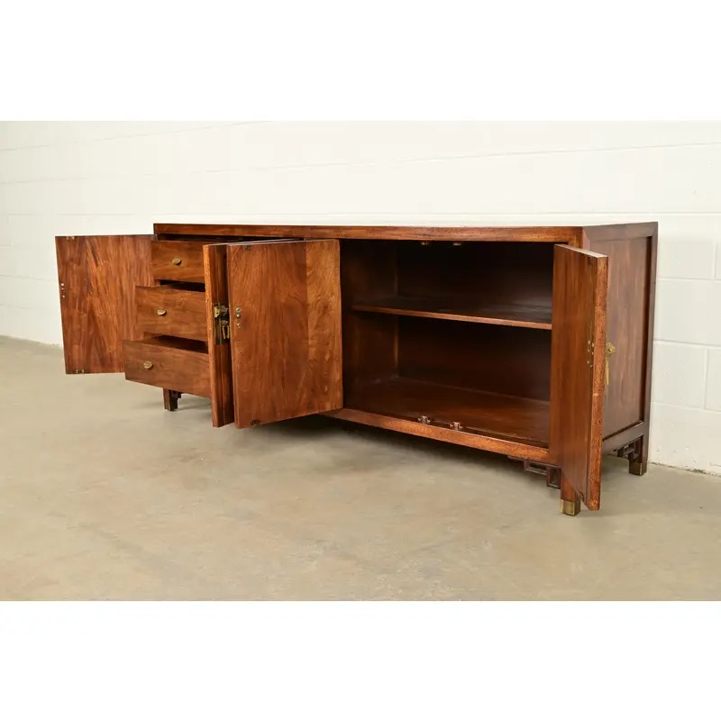 Century Furniture Hollywood Regency Chinoiserie Carved Walnut Sideboard Credenza, Circa 1970s - Image 6