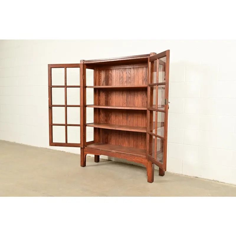 Charles Stickley Antique Mission Oak Arts & Crafts Bookcase Cabinet, Circa 1910 - Image 6
