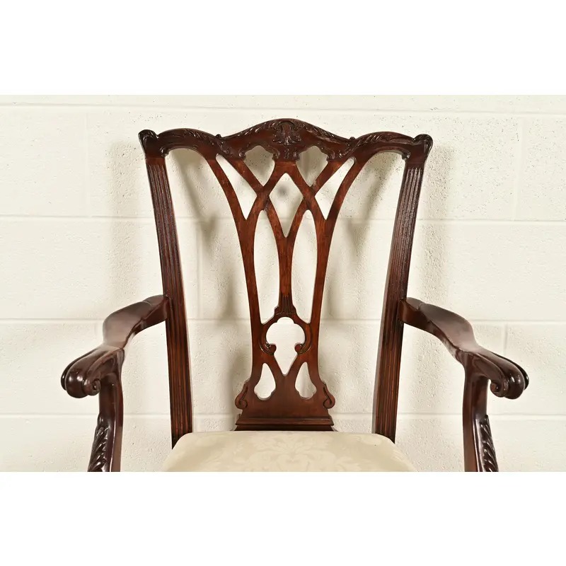 Drexel Heritage Chippendale Carved Mahogany Armchairs, Pair - Image 6
