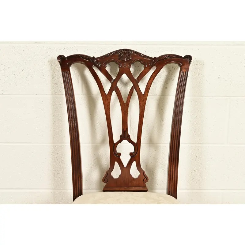 Drexel Heritage Chippendale Carved Mahogany Dining Chairs, Set of Four - Image 6