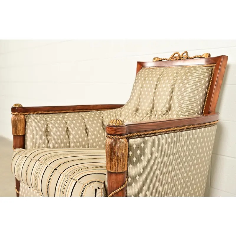Grosfeld House French Regency Louis XVI Carved Walnut Bergere Armchairs, Pair - Image 6