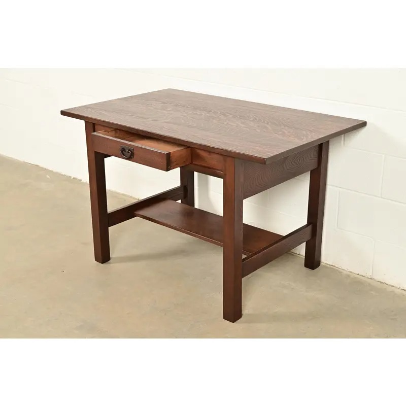 Gustav Stickley Antique Mission Oak Arts & Crafts Writing Desk, Newly Refinished - Image 6