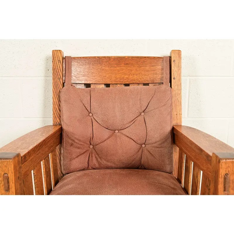 Harden Furniture Antique Mission Oak Arts & Crafts Lounge Chair, Circa 1910 - Image 6