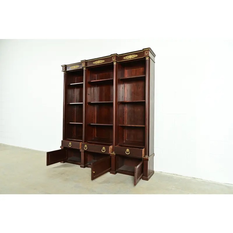 Jacob-Desmalter Style Antique French Empire Mahogany Bibliotheque Bookcase Cabinet With Mounted Gilt Bronze Ormolu, Circa 1880s - Image 6