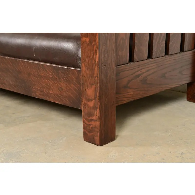 L. & J. G. Stickley Antique Mission Oak Arts & Crafts Settle Sofa or Bench, Newly Refinished - Image 6