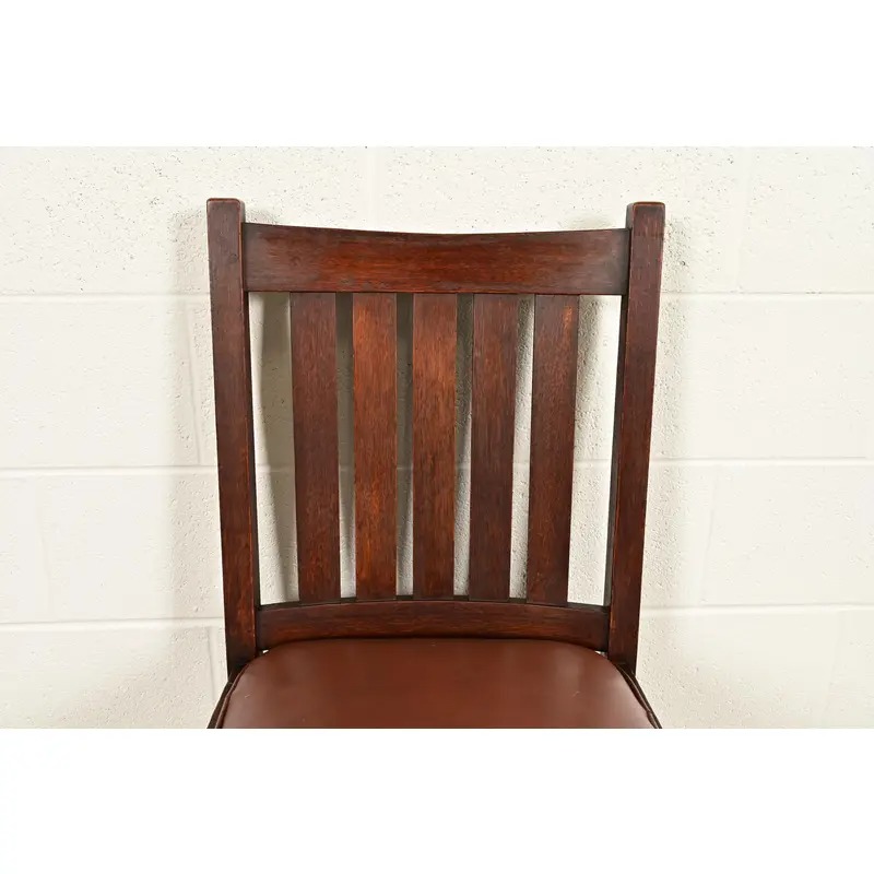 L. & J. G. Stickley Antique Mission Oak Arts & Crafts Side Chairs or Dining Chairs, Pair - Image 6