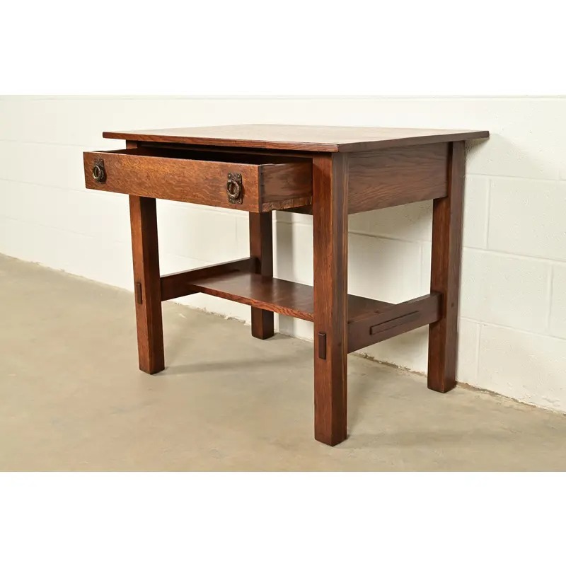 Lifetime Furniture Antique Mission Oak Arts & Crafts Desk or Library Table, Circa 1910 - Image 6