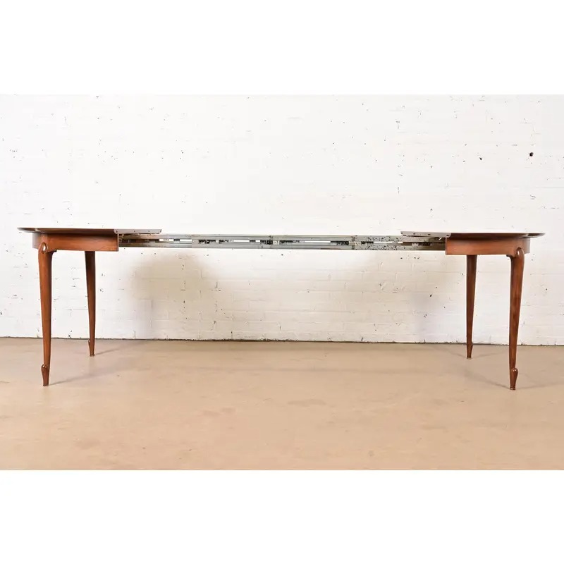 Mastercraft Mid-Century Hollywood Regency Cherry and Burl Wood Extension Dining Table, Newly Refinished - Image 6