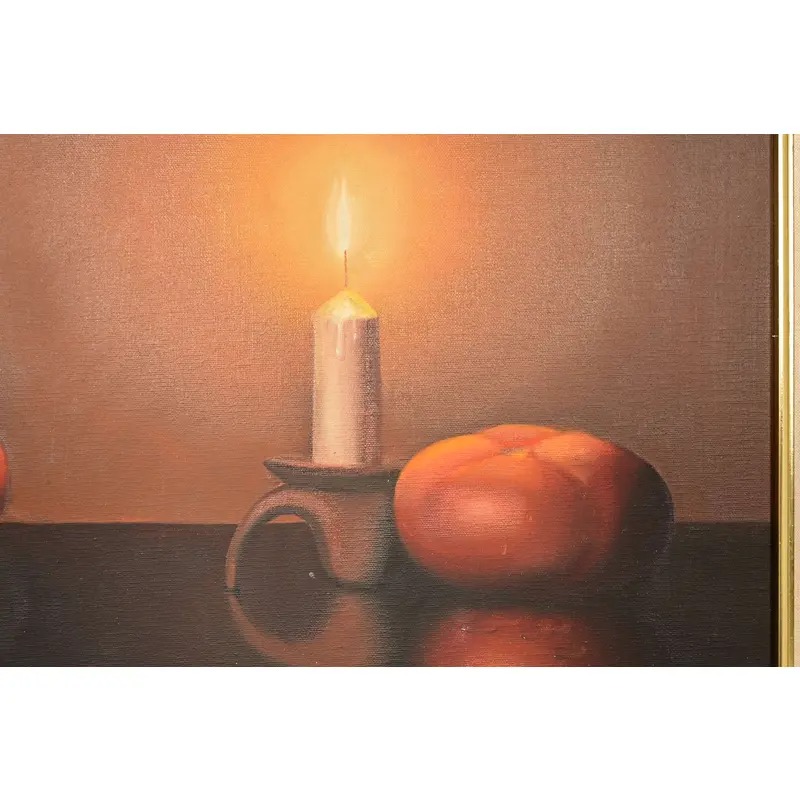 Original Artist Signed Garnelli Still Life Oil Painting on Canvas "Summer Eve Harvest" in Carved Giltwood Frame - Image 6