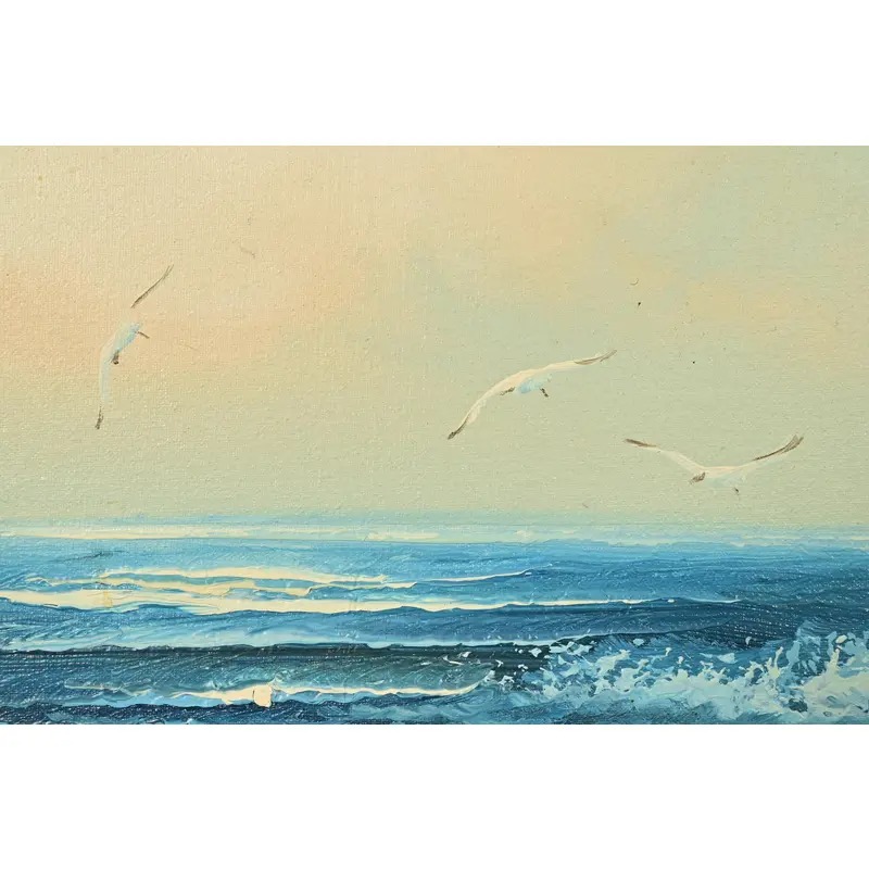 Original Signed A. Kirkham Framed Oil Painting on Canvas of Crashing Waves - Image 6