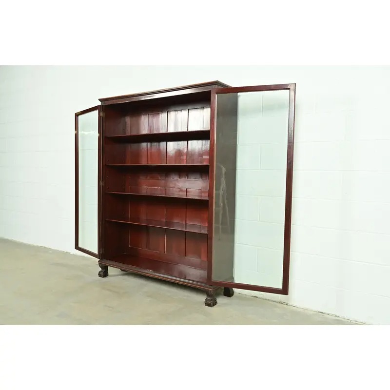 R. J. Horner Style American Empire Carved Mahogany Bookcase With Ball and Claw Feet, Circa 1890s - Image 6