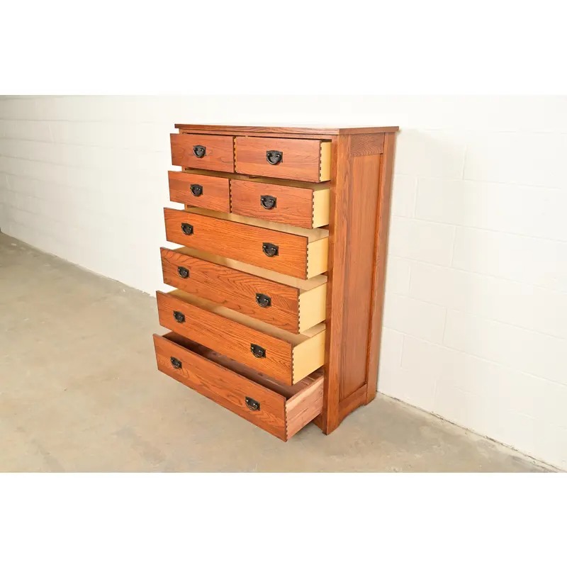 Thomasville Mission Oak Arts & Crafts Highboy Dresser - Image 6