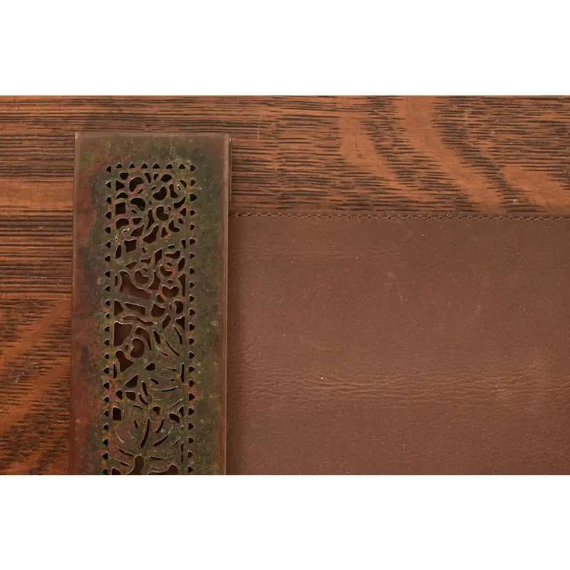Tiffany Studios New York Grapevine Pattern Bronze Blotter Ends With Leather Desk Blotter - Image 5