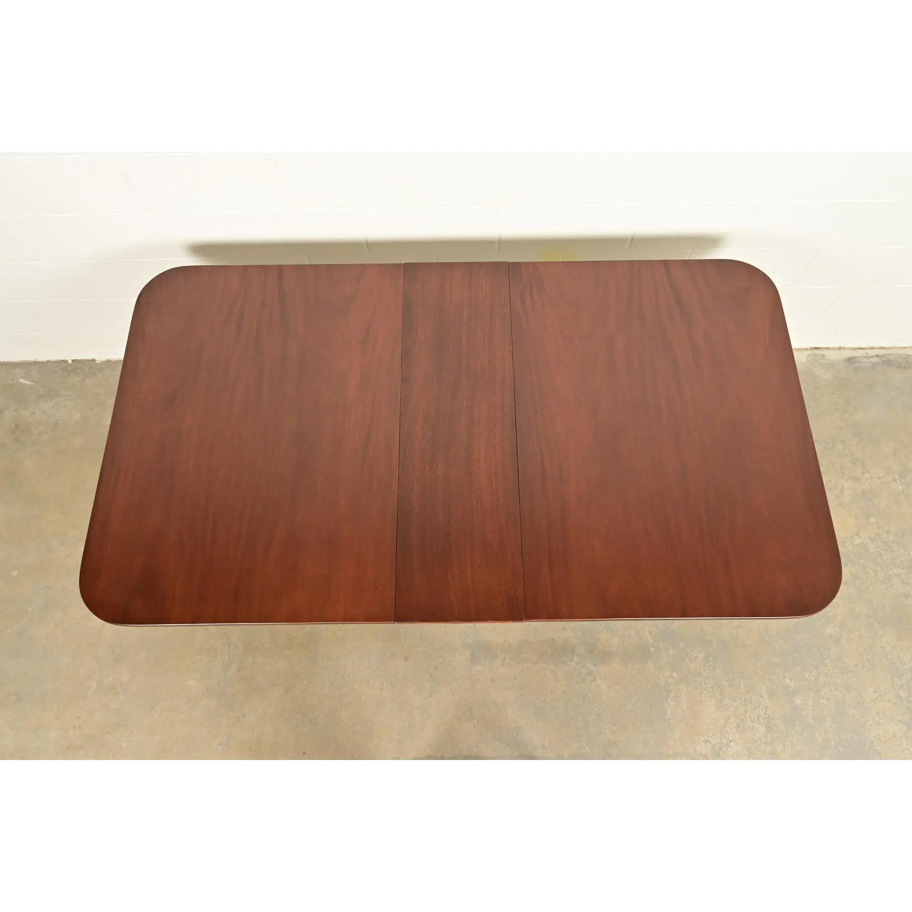Baker Furniture Style Georgian Mahogany Double Pedestal Extension Dining Table, Newly Refinished - Image 9