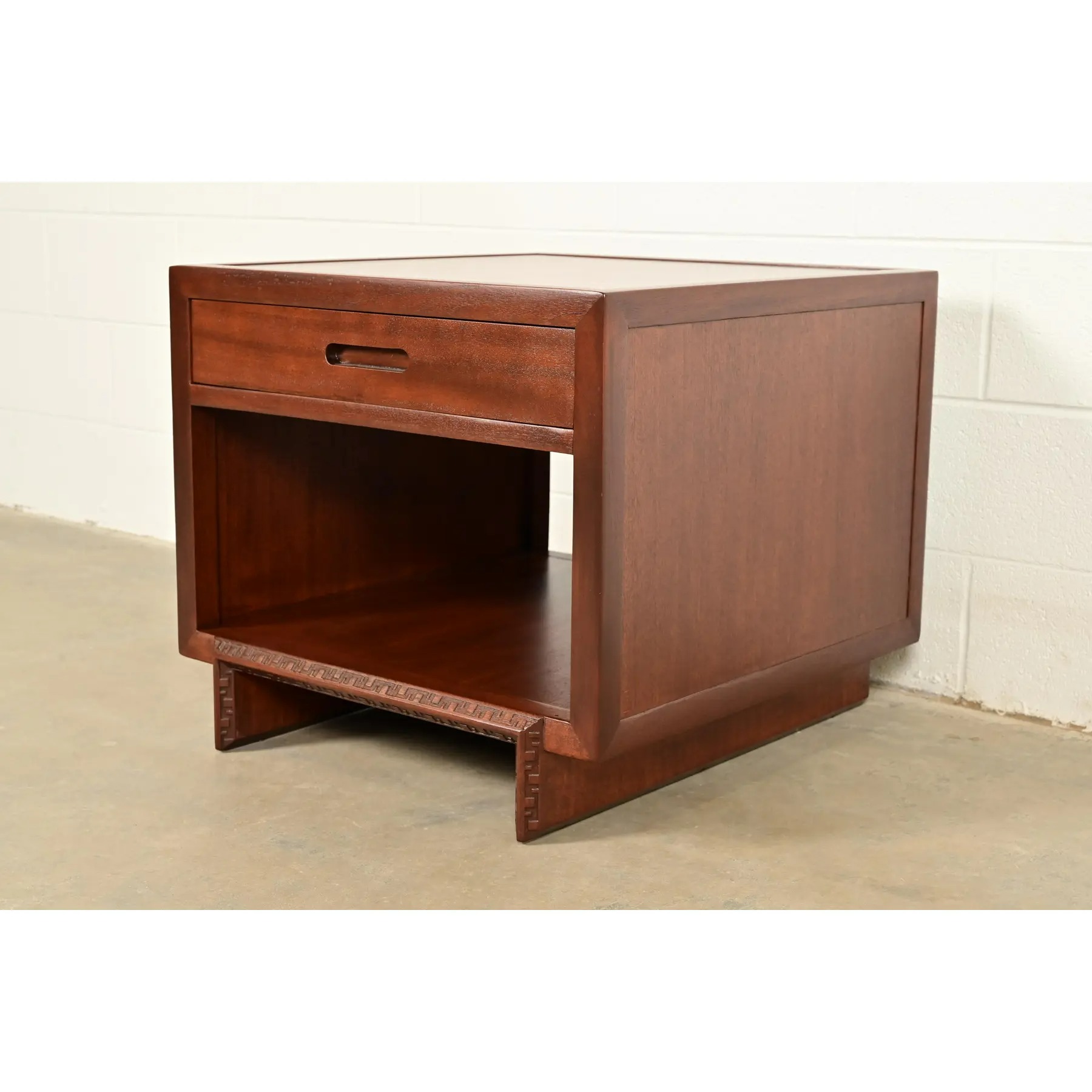 Frank Lloyd Wright for Heritage Henredon Taliesin Mahogany Nightstand or Side Table, Newly Refinished