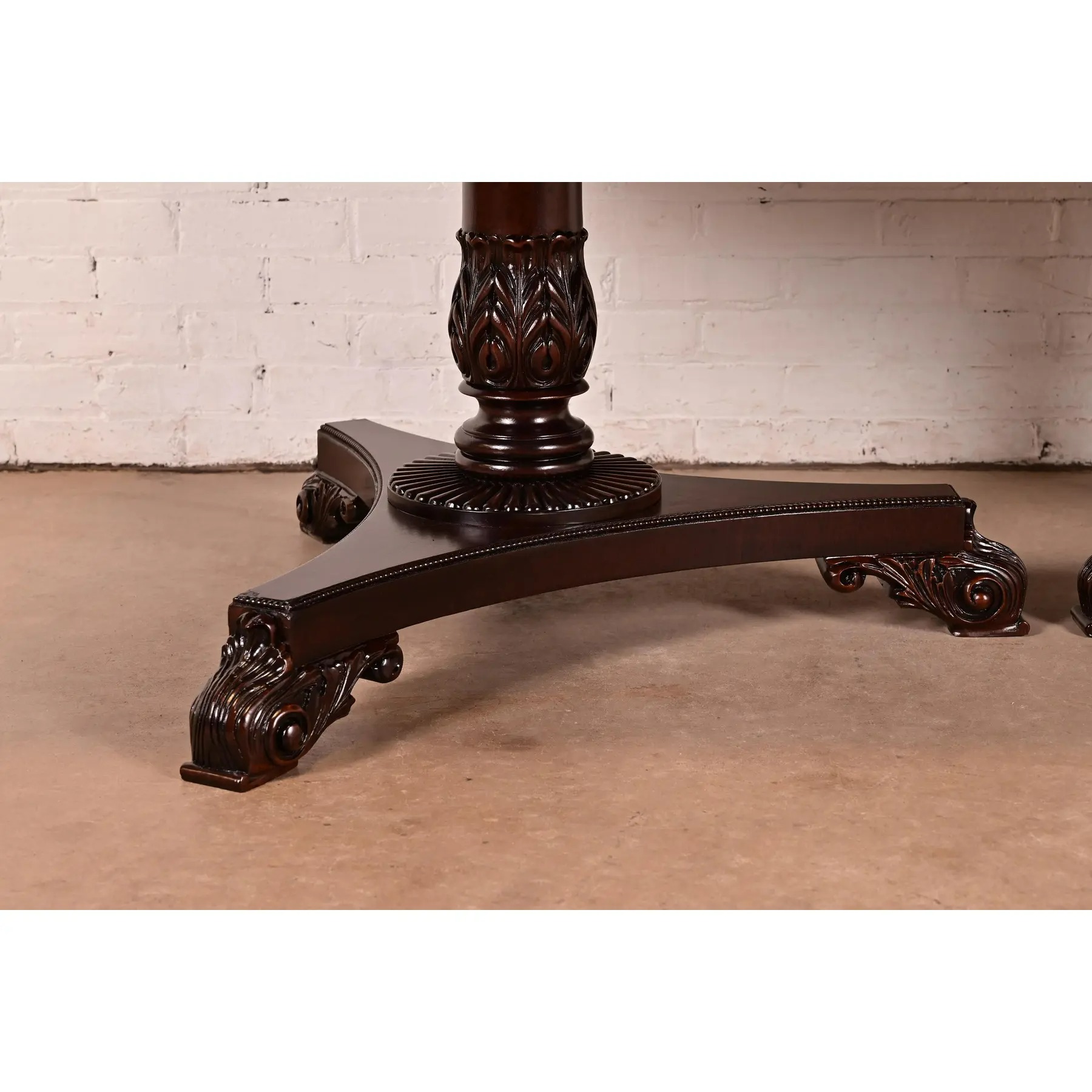 Baker Furniture Regency Banded Mahogany Double Pedestal Extension Dining Table, Newly Refinished - Image 15