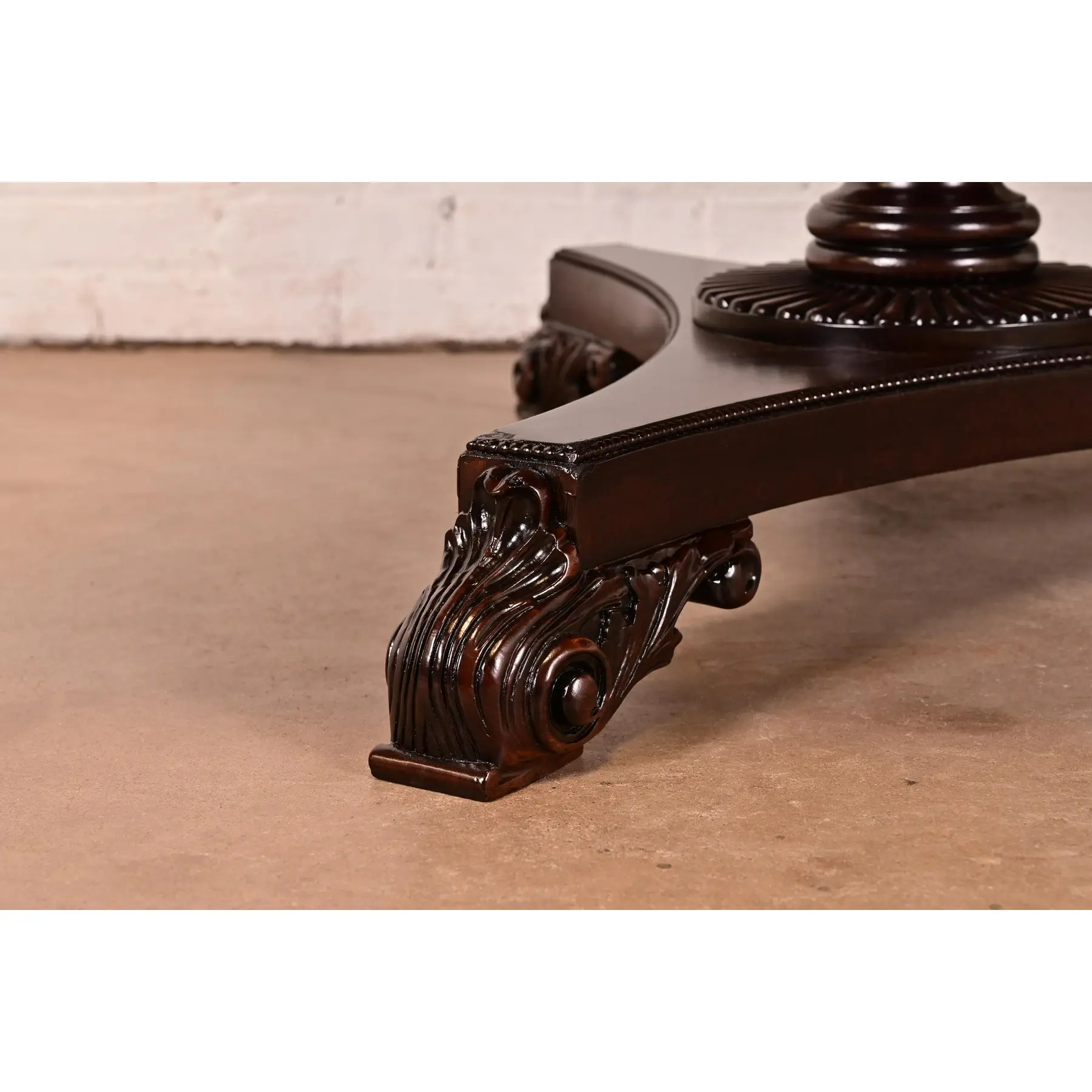Baker Furniture Regency Banded Mahogany Double Pedestal Extension Dining Table, Newly Refinished - Image 16