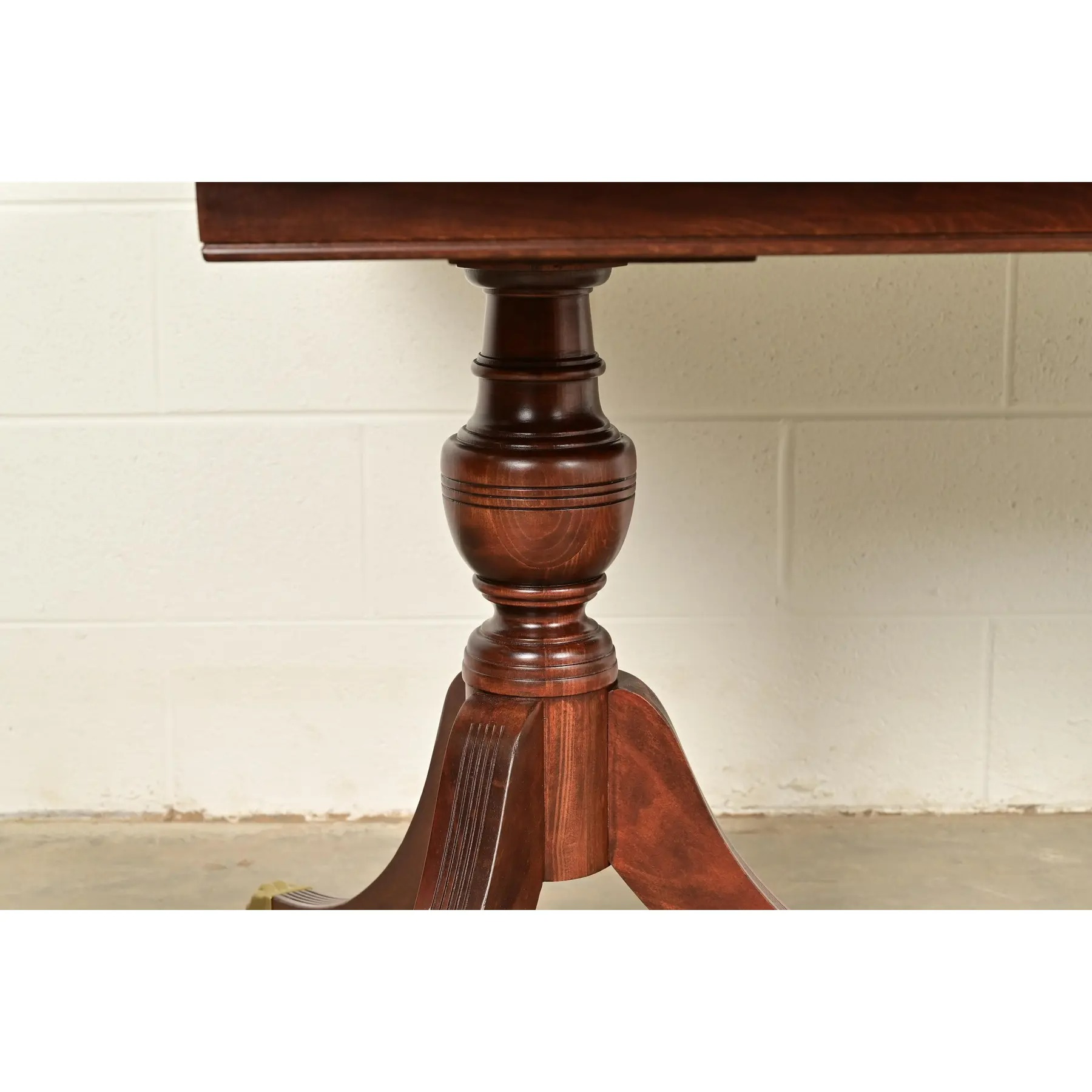 Baker Furniture Style Georgian Mahogany Double Pedestal Extension Dining Table, Newly Refinished - Image 13