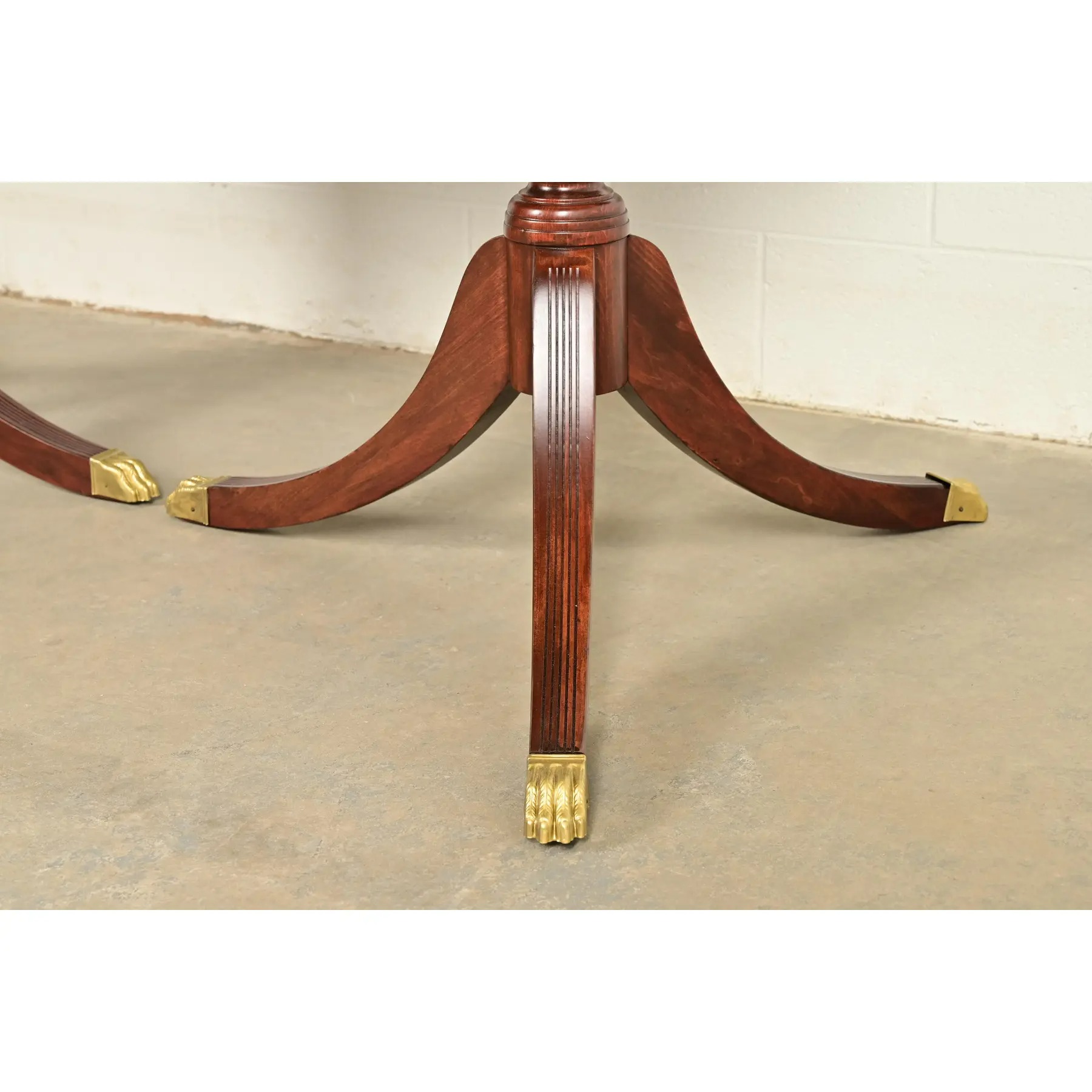 Baker Furniture Style Georgian Mahogany Double Pedestal Extension Dining Table, Newly Refinished - Image 14
