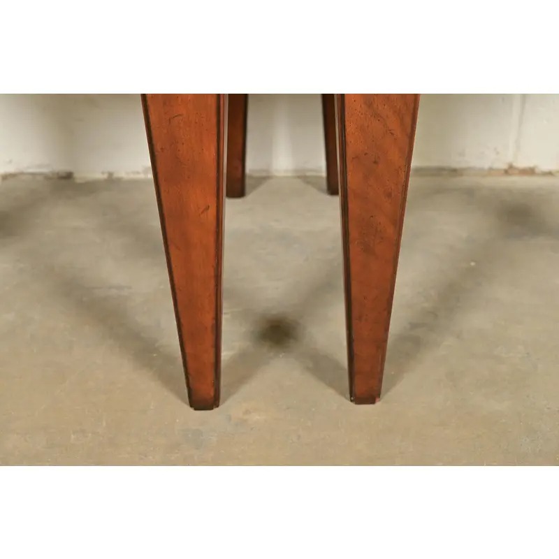 Baker Furniture French Regency Louis XVI Cherry, Burl Wood, and Brass Side Tables, Pair - Image 7