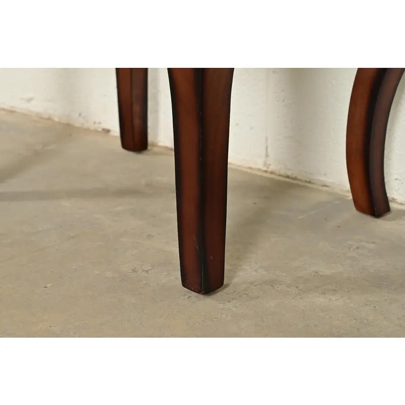 Baker Furniture Style French Provincial Louis XV Carved Mahogany Upholstered Stool or Ottoman - Image 7