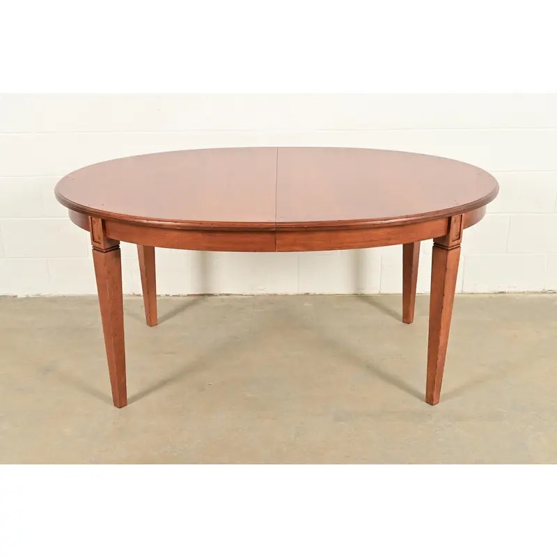 Baker Furniture Style French Regency Louis XVI Carved Walnut Extension Dining Table, Newly Refinished - Image 7