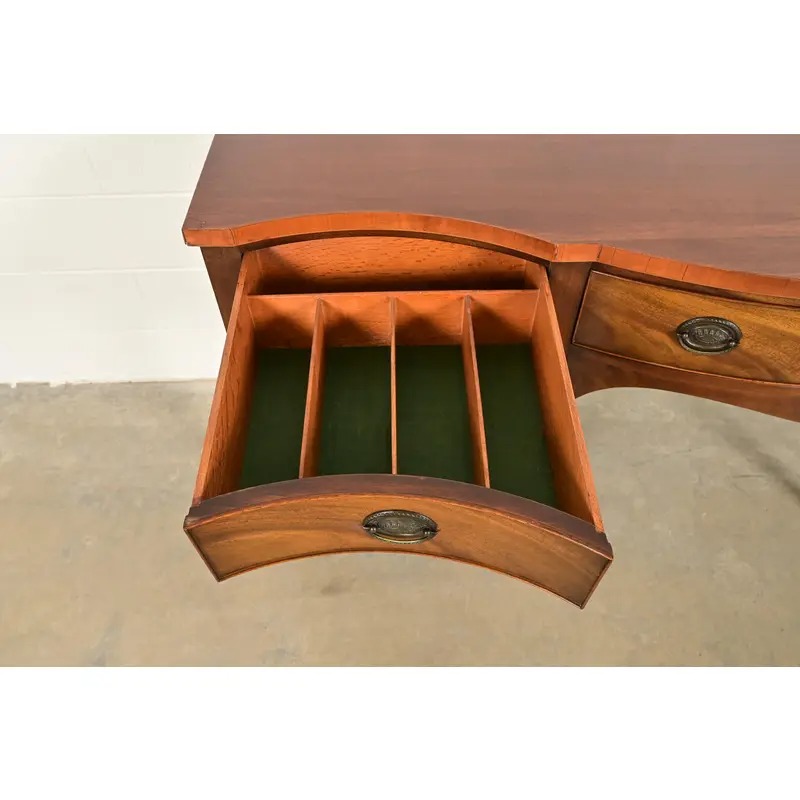 Baker Furniture Style Georgian Flame Mahogany Serpentine Front Sideboard Credenza - Image 7