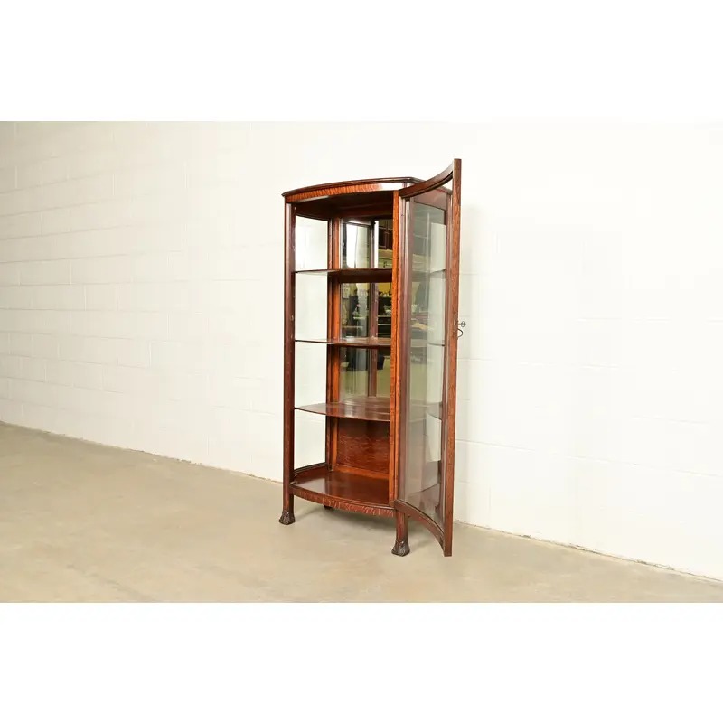Berkey & Gay Antique Victorian Carved Oak Bookcase or Display Cabinet, Circa 1890s - Image 7