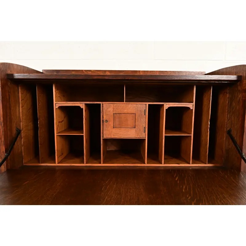 Gustav Stickley Antique Mission Oak Arts & Crafts Drop Front Secretary Desk, Circa 1910 - Image 7