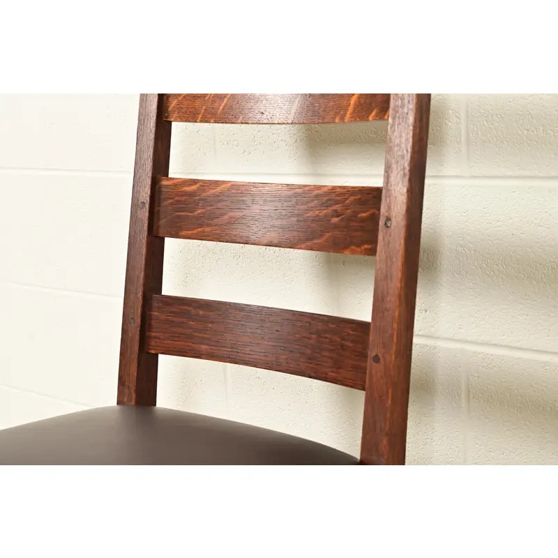 Gustav Stickley Antique Mission Oak Arts & Crafts Ladder Back Rocking Chair, Circa 1910 - Image 7