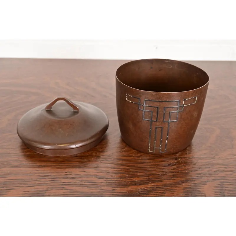 Heintz Arts & Crafts Sterling Silver on Bronze Humidor - Image 7