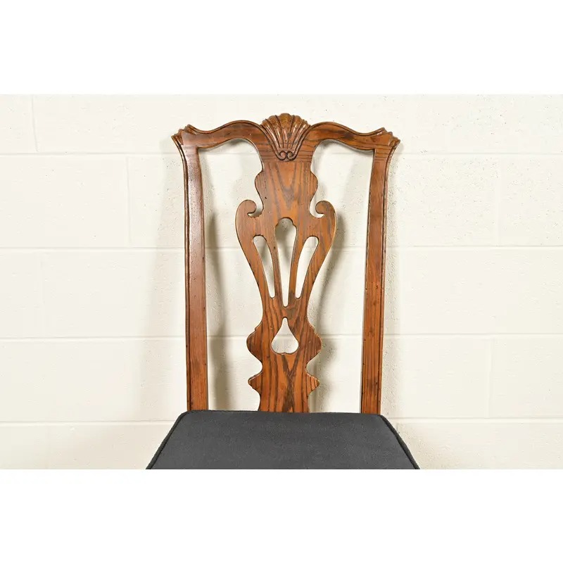 Henredon Georgian Carved Solid Oak Dining Chairs, Set of Six - Image 7