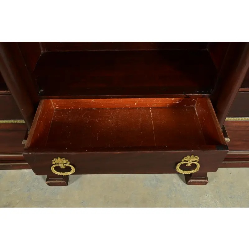 Jacob-Desmalter Style Antique French Empire Mahogany Bibliotheque Bookcase Cabinet With Mounted Gilt Bronze Ormolu, Circa 1880s - Image 7