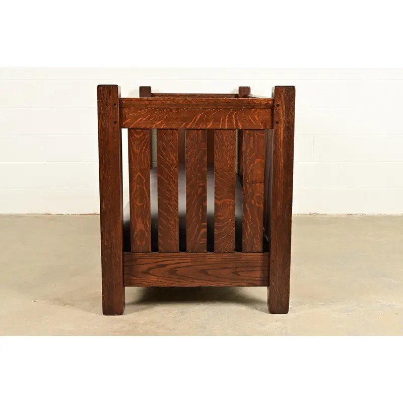 L. & J. G. Stickley Antique Mission Oak Arts & Crafts Settle Sofa or Bench, Newly Refinished - Image 7