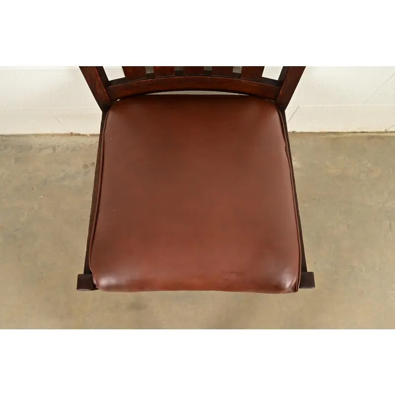 L. & J. G. Stickley Antique Mission Oak Arts & Crafts Side Chairs or Dining Chairs, Pair - Image 7