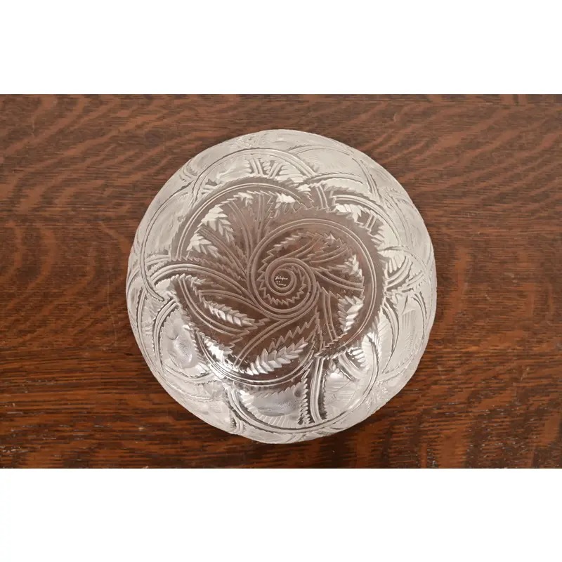 Lalique "Pinsons" Art Deco Frosted Crystal Glass Bowl, Circa 1930s - Image 7