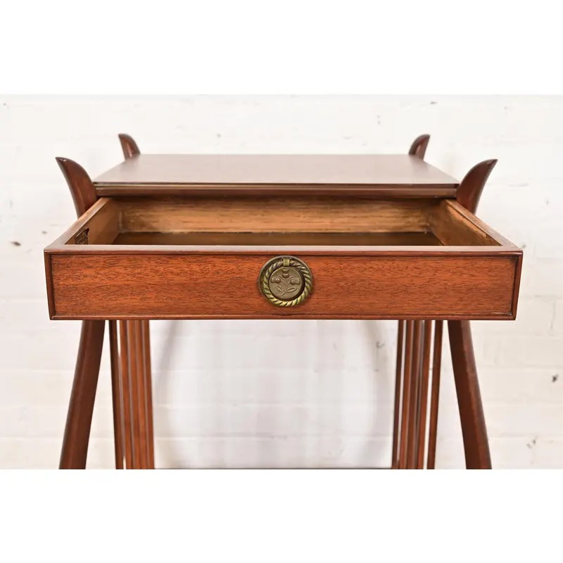 Maslow Freen French Regency Louis XVI Carved Mahogany Nightstands, Newly Refinished - Image 7