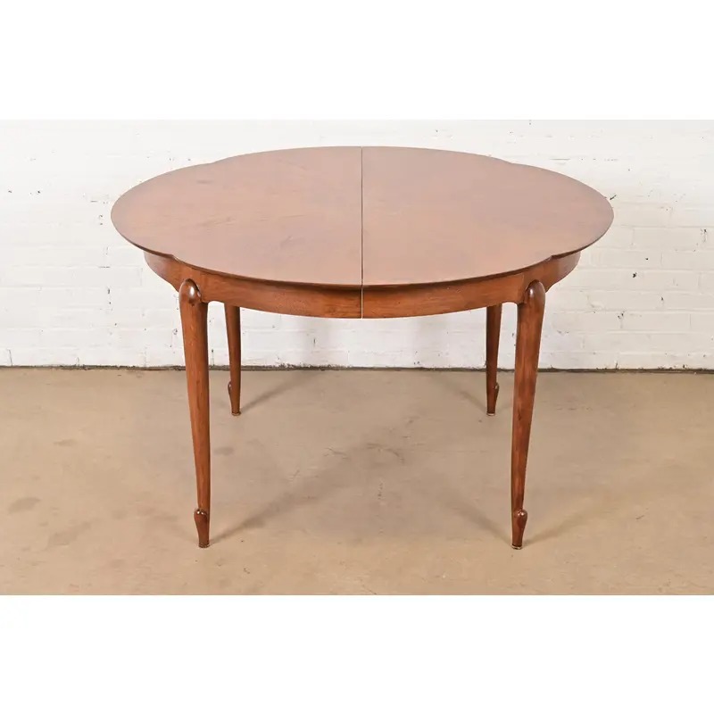 Mastercraft Mid-Century Hollywood Regency Cherry and Burl Wood Extension Dining Table, Newly Refinished - Image 7