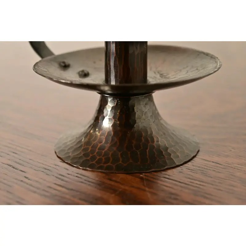 Roycroft Arts & Crafts Hammered Copper Handled Candlesticks, Pair - Image 7