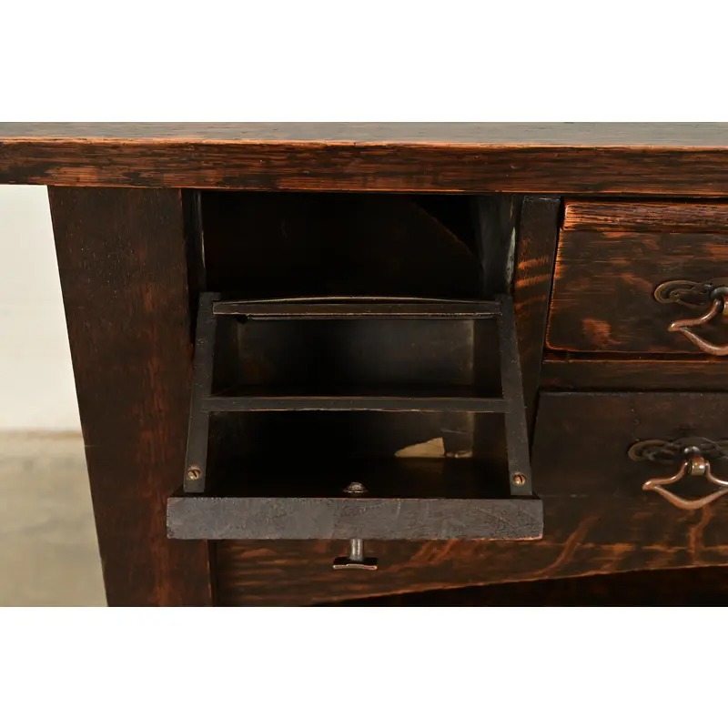 Stickley Brothers Style Antique Mission Oak Arts & Crafts Desk or Library Table, Circa 1910 - Image 7