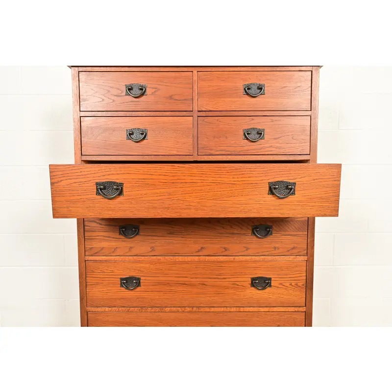 Thomasville Mission Oak Arts & Crafts Highboy Dresser - Image 7