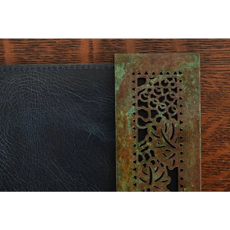 Tiffany Studios New York Grapevine Bronze Blotter Ends With Leather Desk Blotter - Image 7