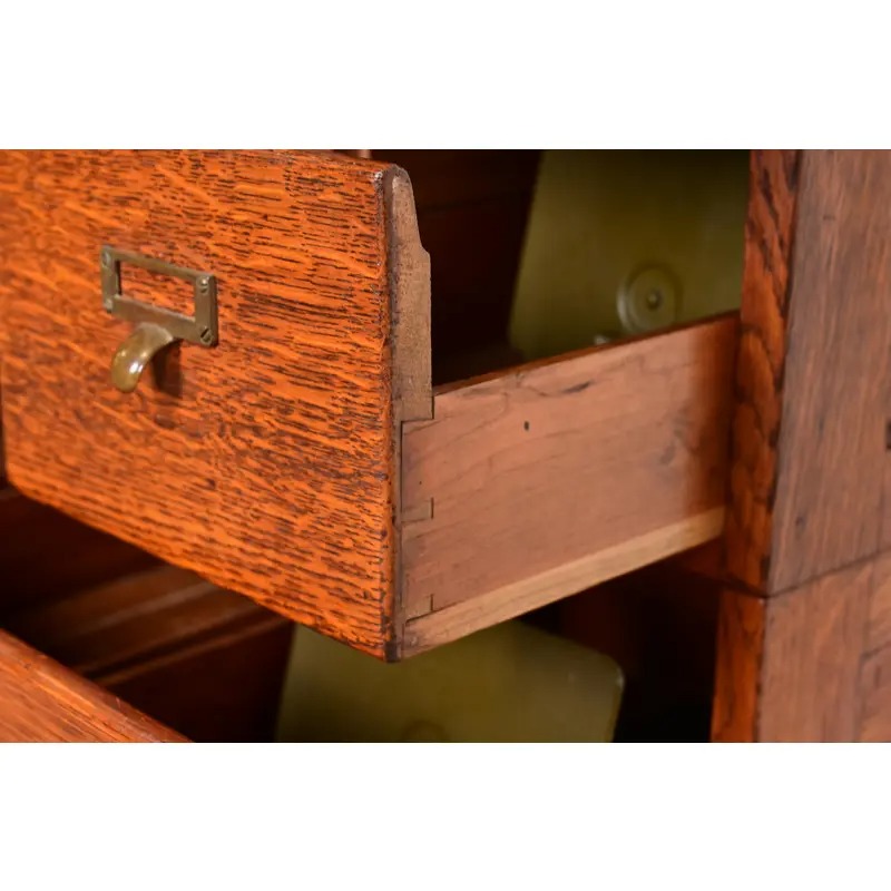 Antique Mission Oak Arts & Crafts 24-Drawer Card Catalog or File Cabinet, Circa 1900 - Image 8