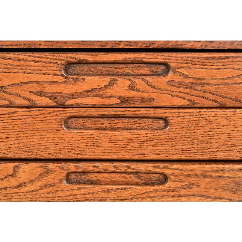 Antique Oak Arts & Crafts 5-Drawer Architect's Blueprint Flat File Cabinet, Newly Refinished - Image 8