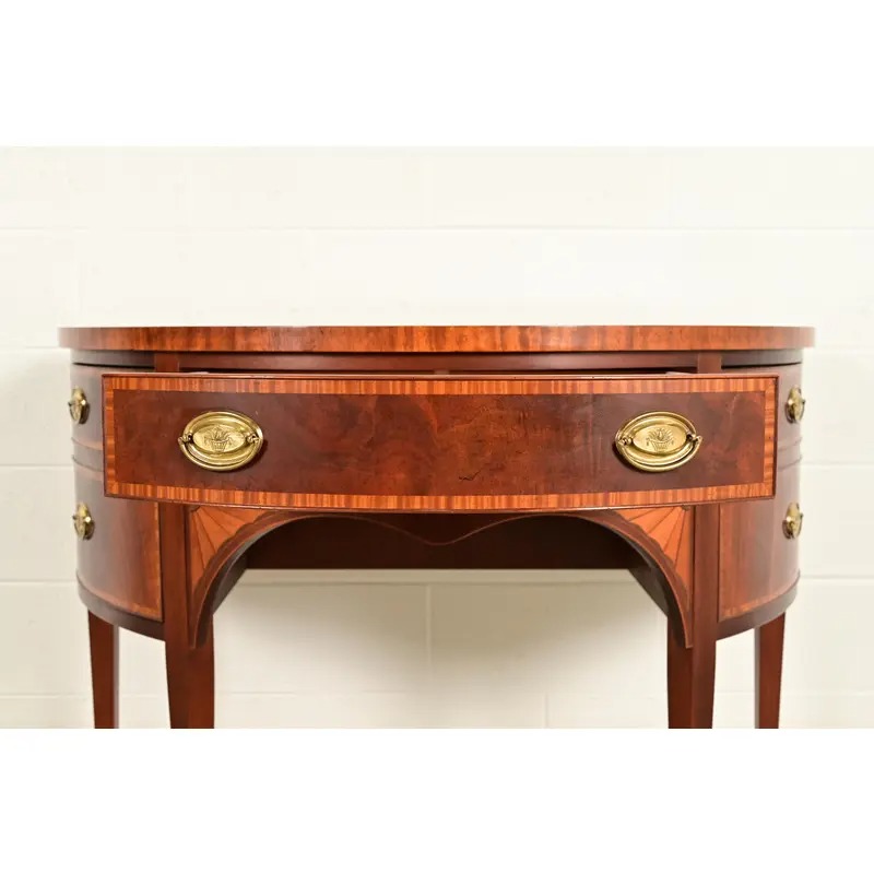Baker Furniture Federal Inlaid Mahogany Demilune Sideboard Credenza - Image 8