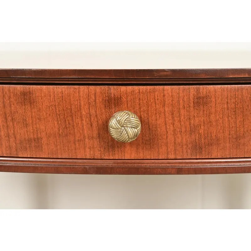 Baker Furniture French Empire Carved Cherry and Burl Wood Library Table or Center Table, Newly Refinished - Image 8