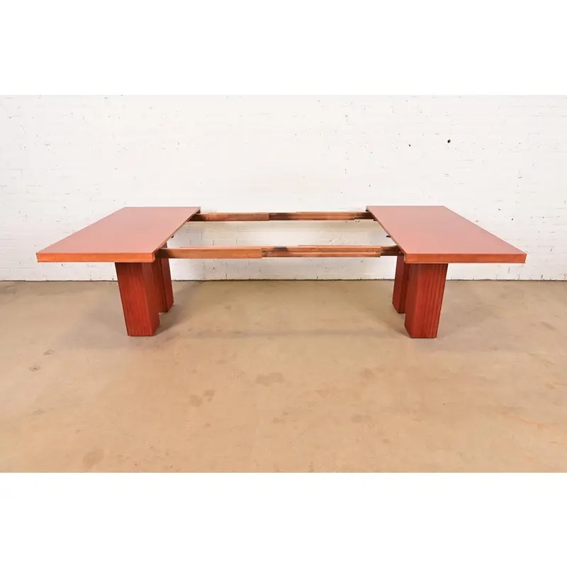 Baker Furniture Modern Art Deco Parquet Top Extension Dining Table, Newly Refinished - Image 8