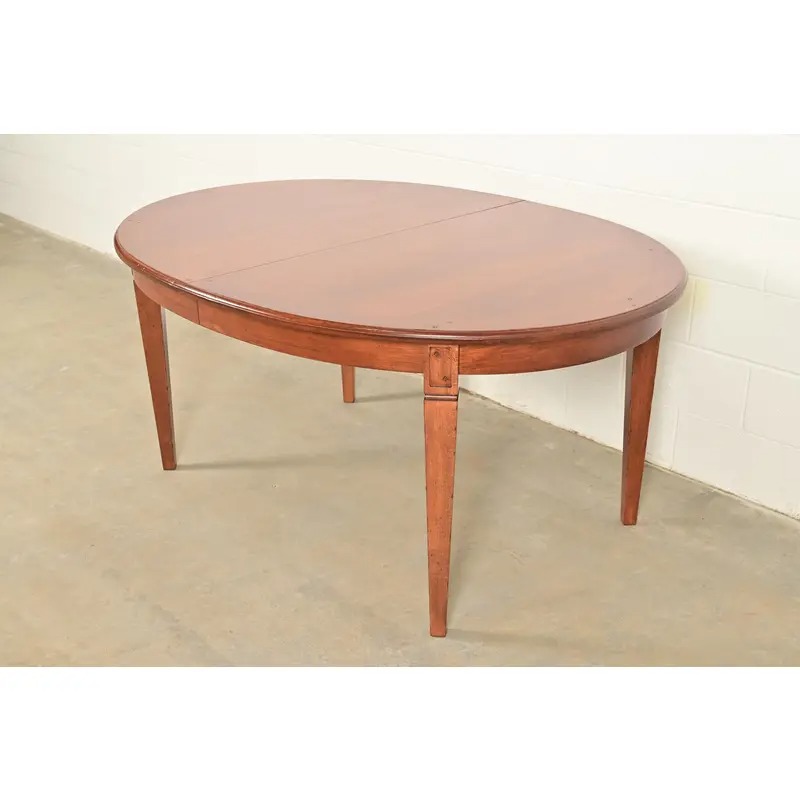 Baker Furniture Style French Regency Louis XVI Carved Walnut Extension Dining Table, Newly Refinished - Image 8