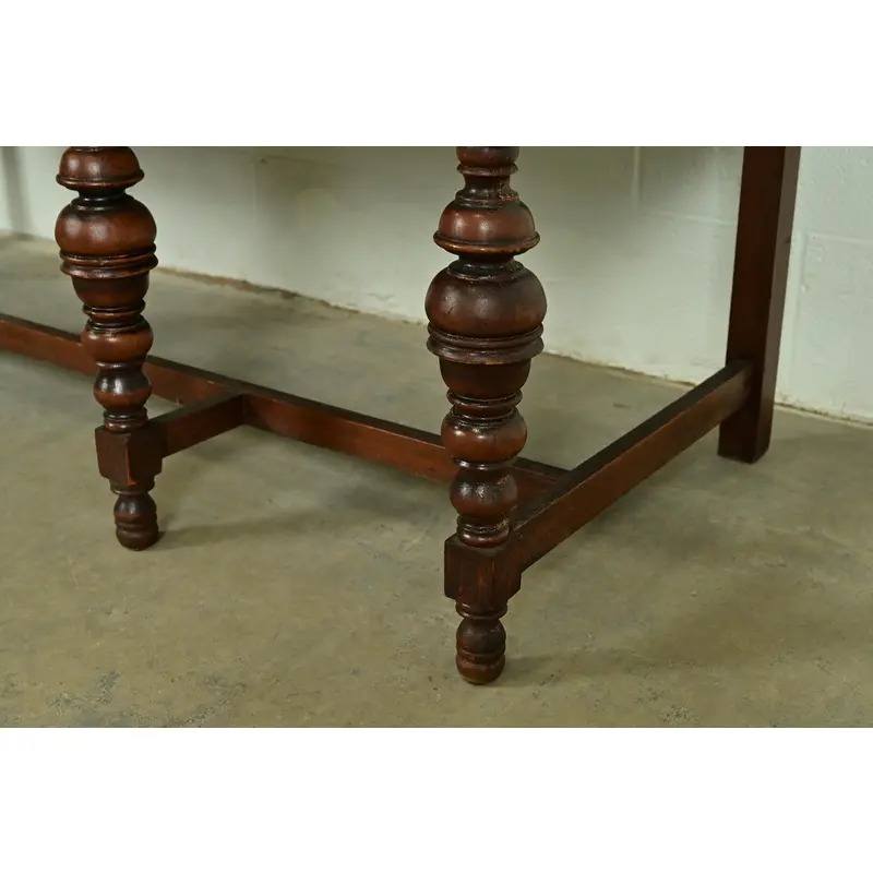 Berkey & Gay Style Antique English Jacobean Carved Walnut and Burl Wood Sideboard, Circa 1920s - Image 8